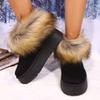 Fashion Shoes for Women Fur Boots Winter Warm Ankle Boots for Women Snow Shoes Round Toe Slip On Female Flock Snow Boot Ladies Shoes
