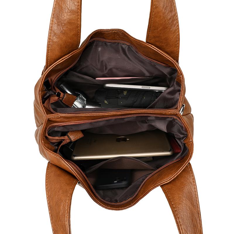 Large Capacity Tote Bag Women's Shoulder Bag Commuter Crossbody Bag Soft Leather Underarm Bag