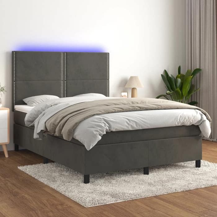 VidaXL Slatted Bed Base with Mattress and LED, Upholstered Bed, Double Bed, Adult Bed for Interior Bedroom, 3136066