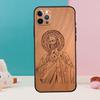 Guadalupe San Judas Wood Phone Case For iPhone 16 15 13 12 11 14 Pro Max 12 13 Mini XR 15 16 Plus 16e Cover Coque