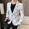 High Quality Men's Blazer Spring Fashion Men Korean Printed Slim Formal Wedding Party Prom Suit Jacket