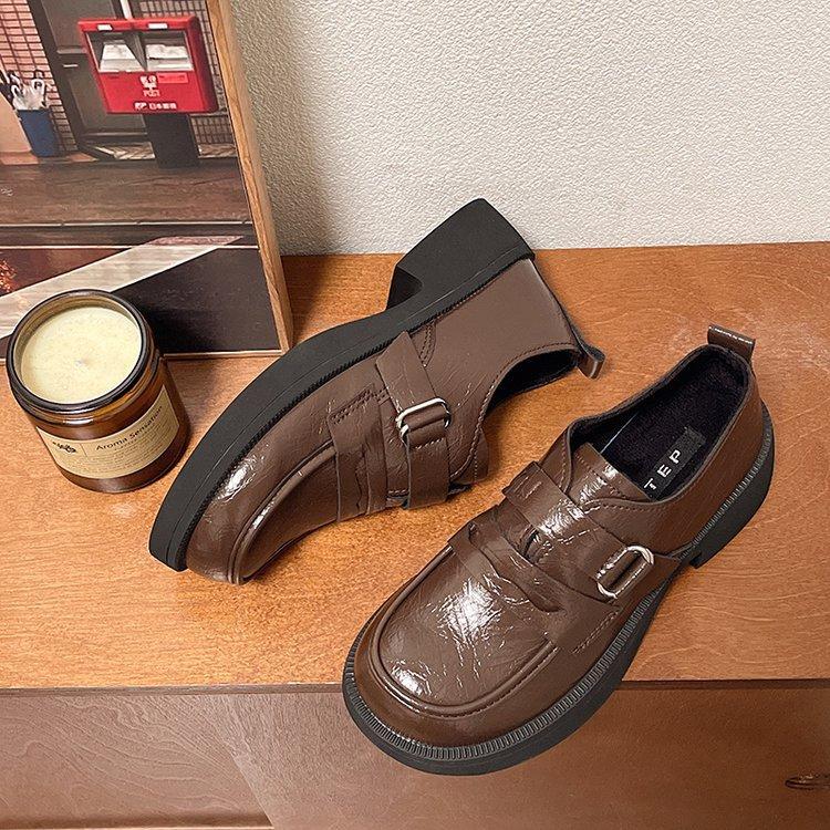 Platform British style small leather shoes 2025 new spring and autumn versatile loafers one-pedal single shoes heightening Mary women's shoes
