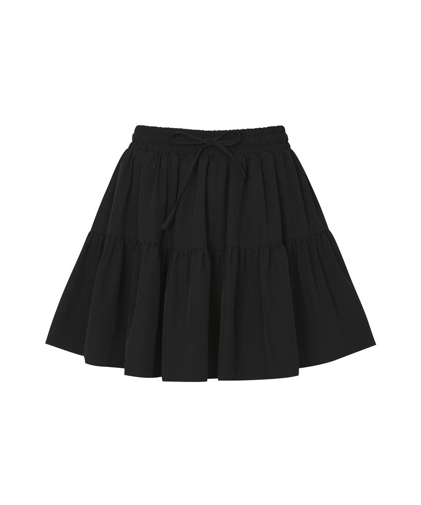 Peulleibu Tiered Banding Skirt W/Inner Pants_Black