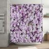 Purple Floral Shower Curtain Bathroom Decorative Waterproof Fabric Window Drapes Home Decoration for Kids Room White Lavender