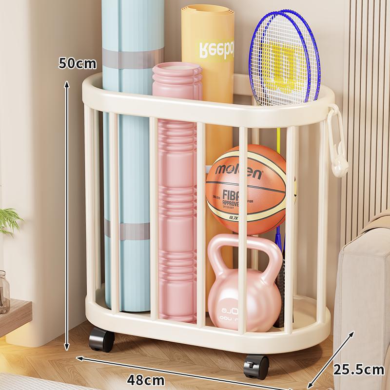 Wheeled Yoga Mat & Fitness Equipment Organizer: Large Capacity Storage Basket