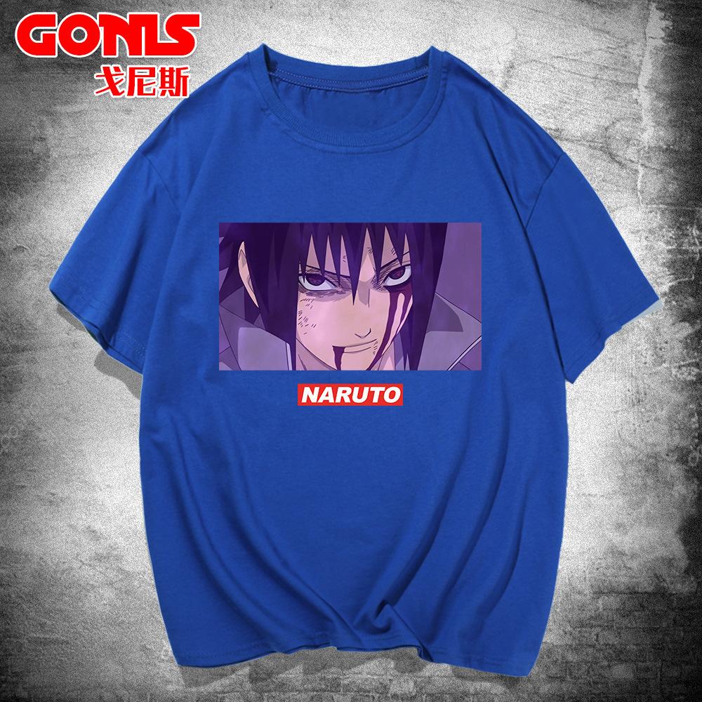 Naruto Short-sleeved T-shirt Men's Japanese Animation Joint Trendy Brand Trend Loose Cotton Top Teen Half-sleeved