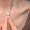 Light Luxury Shiny Square Zircon Pendant Necklace Female Niche Design Daily Necklace Stainless Steel Clavicle Chain