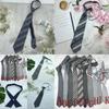 Gray Stripe Necktie With Bow Tie Style For Adults Work School Or Daily Use