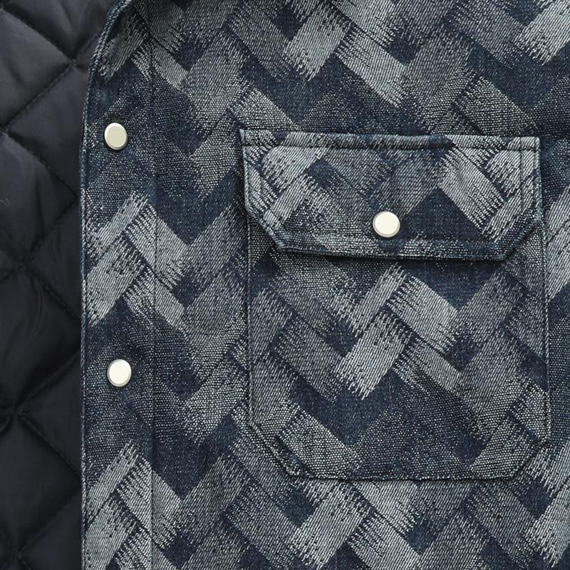 Men's Plus Size Plaid Denim Jacket - Cotton Padded for Autumn/Winter, Cool Biker Style
