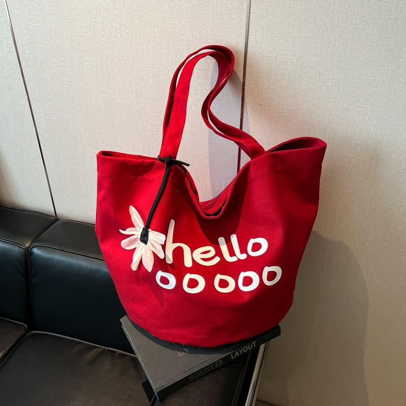 Casual Large-capacity Canvas Bag Women's New Simple Student Class Shoulder Commuter Tote Bag