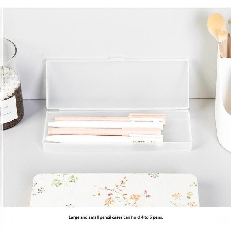 Matte Transparent Pencil Case Frosted Plastic Pen Storage Box For School Office Stationery Organization Supplies