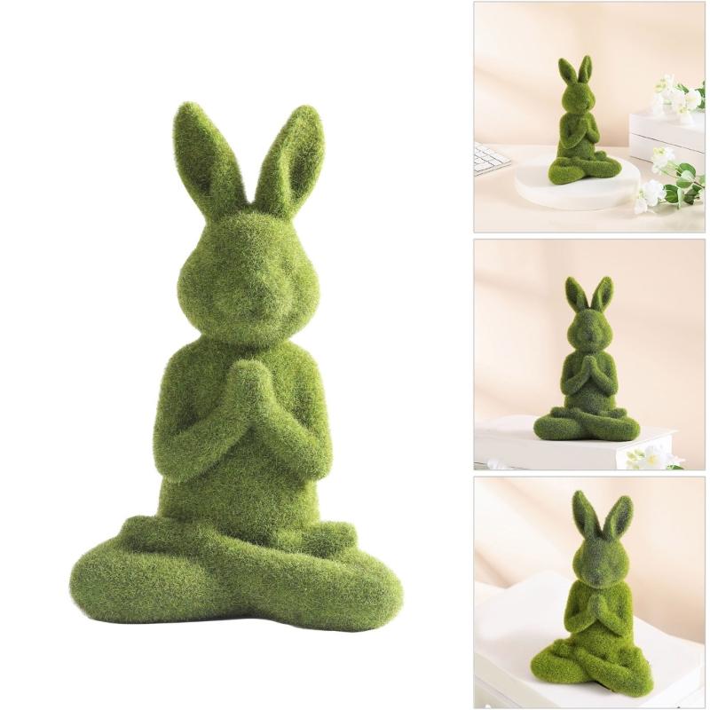 Unique Flocking Rabbit Statues Display Easters Rabbit Flocking Statues Decoration for Outdoor Garden and Indoor Display