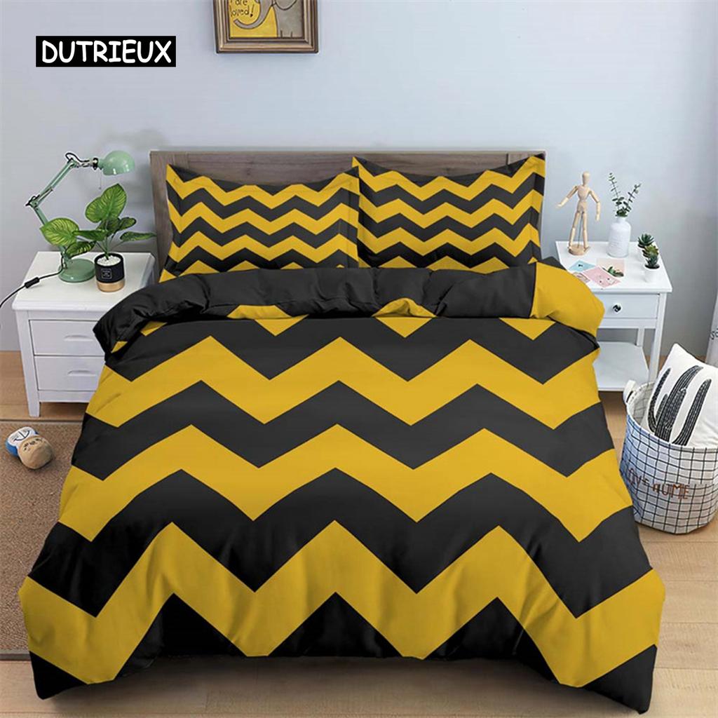 Waves Geometric Duvet Cover Abstract Bedding Set Twin King For Kids Adult Room Decor Microfiber Quilt Cover with 1/2 Pillowcases