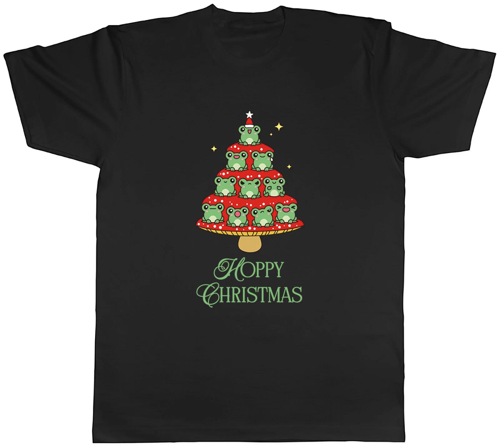 Funny Hoppy Christmas Mens T-Shirt Frog Xmas Tree Tee Gift M