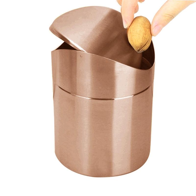 Elegant Mini Trash Can with Swing Lid 1.50L Capacity Perfect for Small Space and Personal Use
