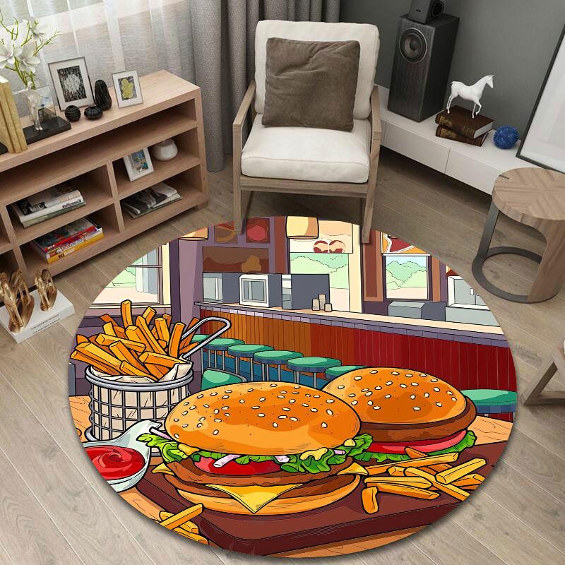 Decorative Round Fox Multicolor Rug Pad, Non-Slip Floor Mat for Family Room
