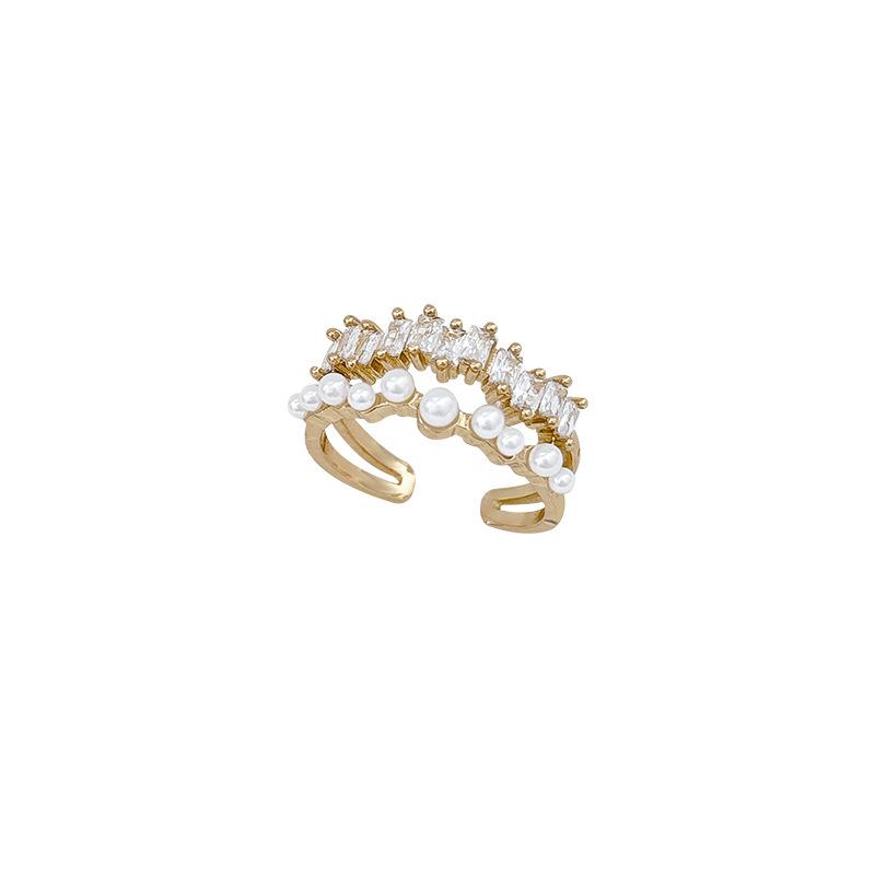 Zirkon Offener Ring für Damen, Leichter Luxus, Nische, High-End, Geometrisch geformter Ring für den Zeigefinger