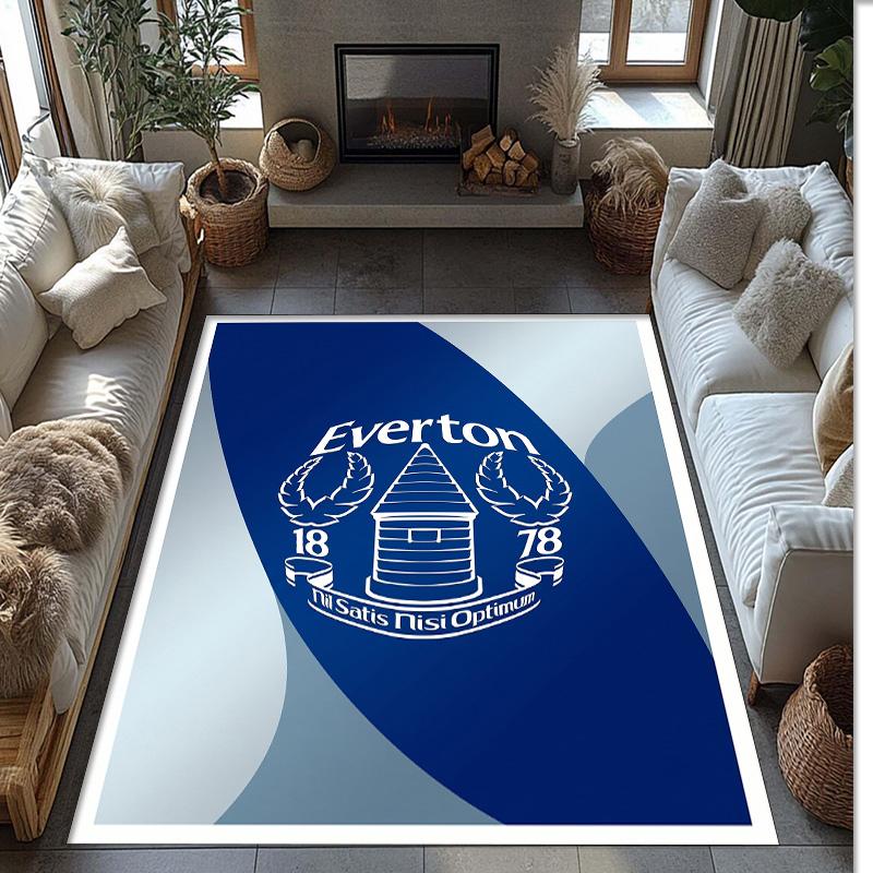 Everton Football Print Crystal Velvet Rug, Comfortable Water Absorbent Non Slip Indoor Floor Carpet