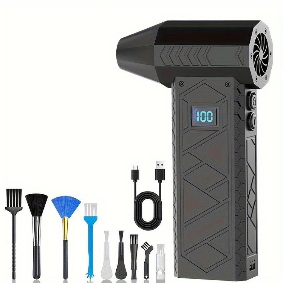 מיני מאוורר טורבו ג'ט, 180000 סל"ד מפוח אוויר מיני כף יד חשמלי מנוע בראשלס מפוח אלים מהירות רוח 52 מ'/שנייה תעלה תעשייתית