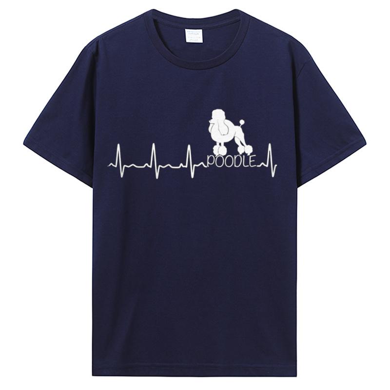 Heartbeat Poodle T-shirt Funny Tshirt Dog Lover Funny Pure Cotton Short Sleeve Tees O-Neck T Shirt Oversize Clothing