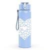1PC Plain White Hollow Heart Line Print 750ml Color Plastic Sports Water Bottle Leakproof Flip Straw Lid Suitable for Sports Office Home Use