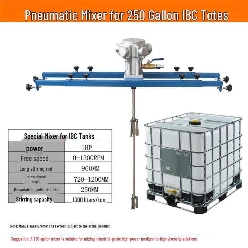 Junlun Industrial 3-Cylinder Pneumatic IBC Tank Mixer CN plug (adapter included)