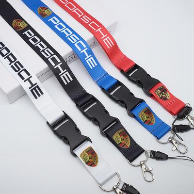 AIO2  Car Lanyard Keychain Logo Work Card Hanging Neck Lanyard Keyring For Porsche 918 911 718 Taycan Panamera Cayenne Boxster Cayman