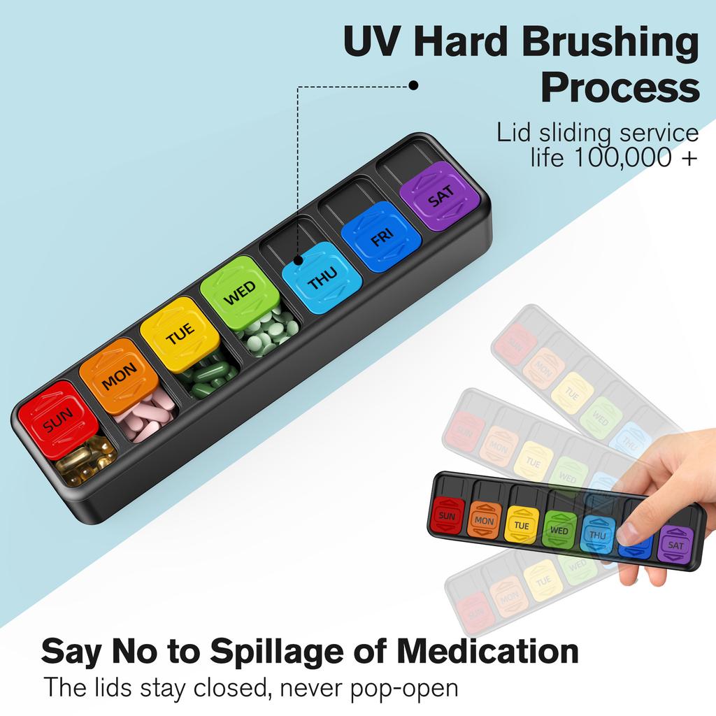 Pill Boxes 7 Day 2 Times a Day Large Daily Pill Organiser AM PM Weekly Travel Tablet Organiser Medicine to Hold Vitamin