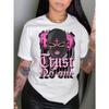 European Sizes Women'S Trust No One Graphic T-Shirt | Edgy Streetwear Tee with Pink Money Motif