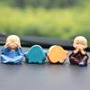 Straw Hat Monk Swinging Desk & Car Ornament - Set of 4 Bald Novice Figurines