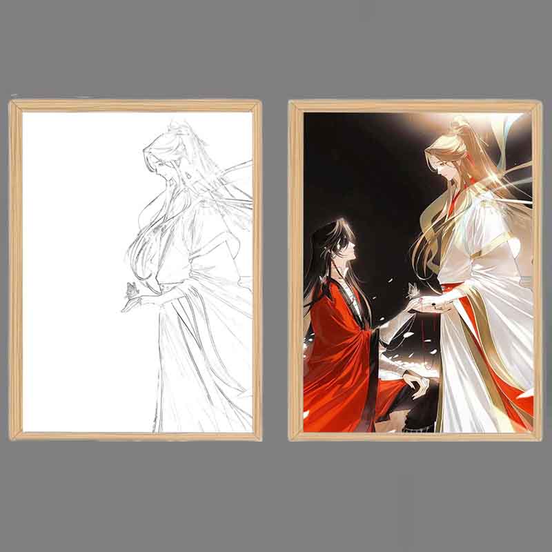 

Небесное Чиновничье Благословение Светодиодная Лампа Картина Фигурка Ночной Светильник Мультфильм USB Диммируемая Лампа USB Художественный Декор 23x17cm