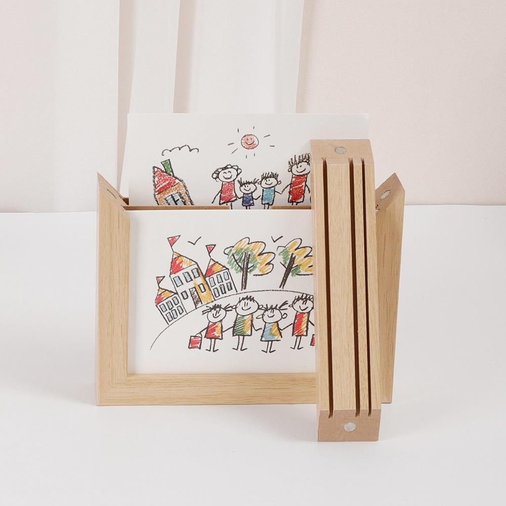 Rotatable Photo Frame Changeable Picture Frame Creative Wooden Kids Art Frame  for Kids