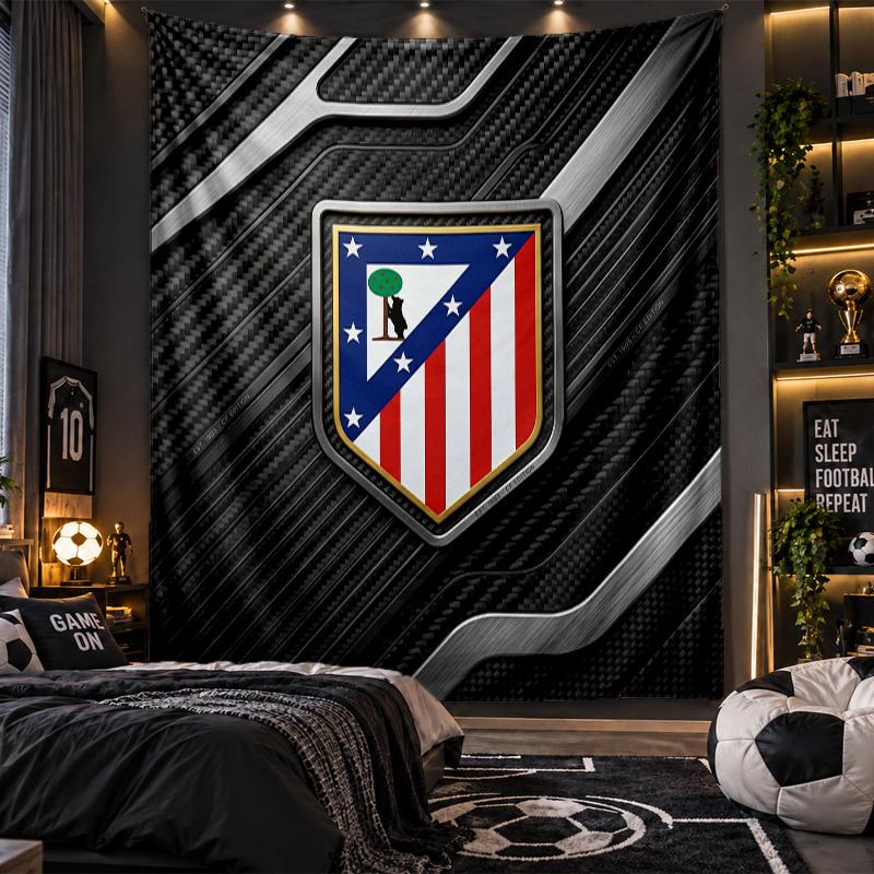 Wandbehang Wandteppich Atletico Madrid Druck Stoff für Wohnzimmer Schlafzimmer Heimdekoration