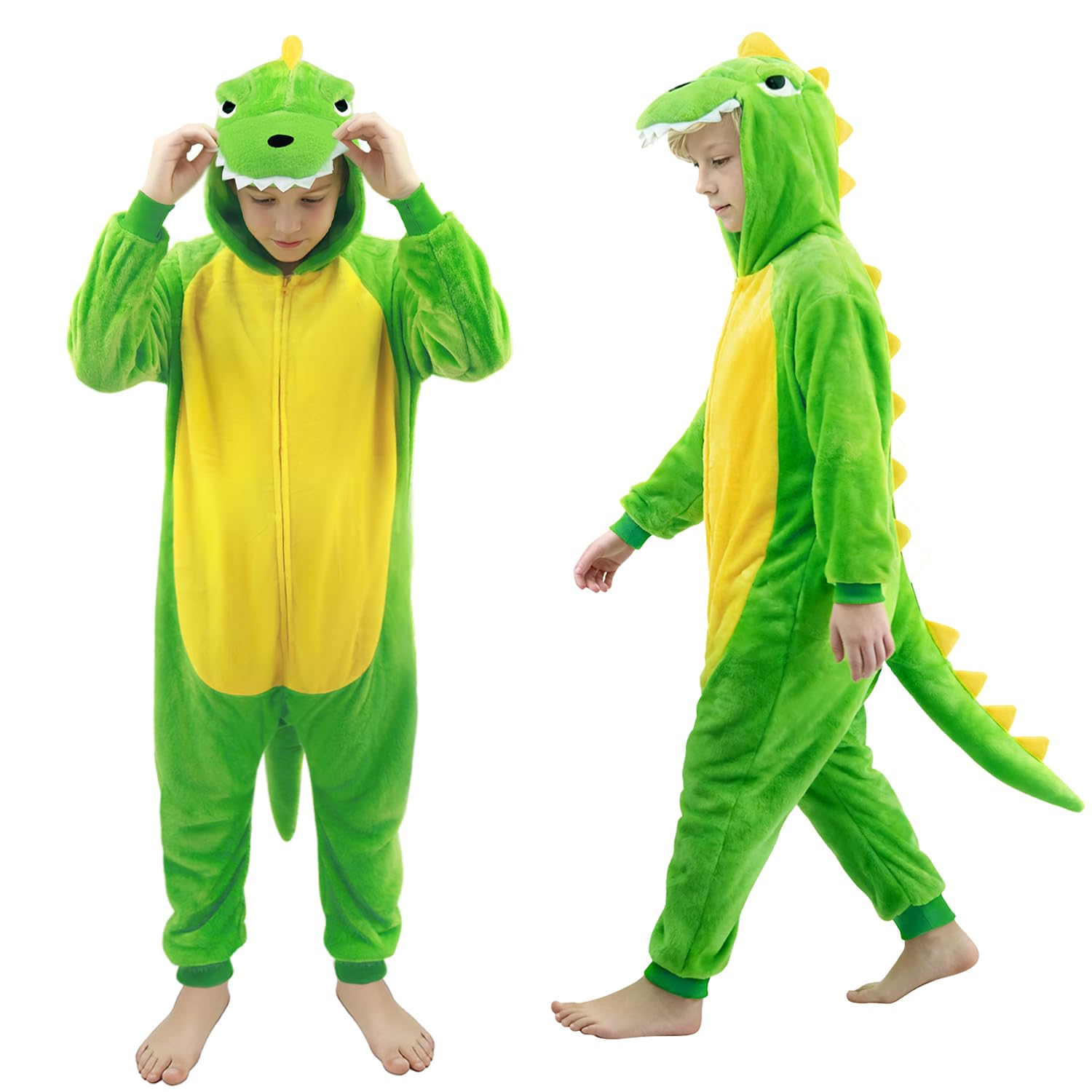 Unisex Kids Animal Onesie Dinosaur Pajamas, Flannel Halloween Cosplay Costume for Boys Girls 100