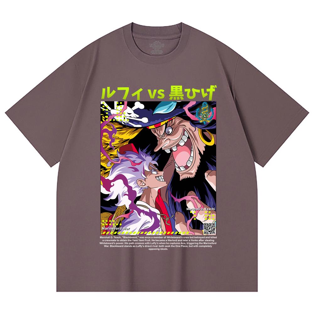 230 Gsm 100% Cotton One Piece V51 Luffy Blackbeard Print Unisex Heavy Cotton T Shirt