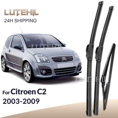 For Citroen C2 2003-2009 2004 2005 2006 2007 2008 Wiper Front&Rear Wiper Blades Windshield Windscreen Window Brushes 24"+18"+12"