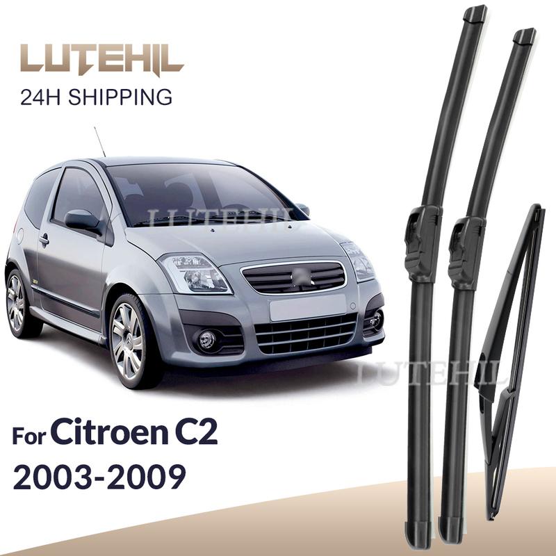 For Citroen C2 2003-2009 2004 2005 2006 2007 2008 Wiper Front&Rear Wiper Blades Windshield Windscreen Window Brushes 24 +18 +12 Citroen C2