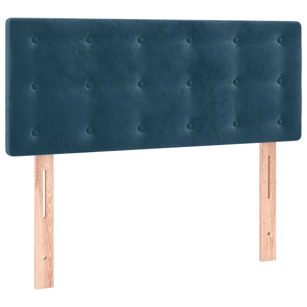 Box Spring Bed with Mattress Dark Blue 90 x 200 cm Velvet