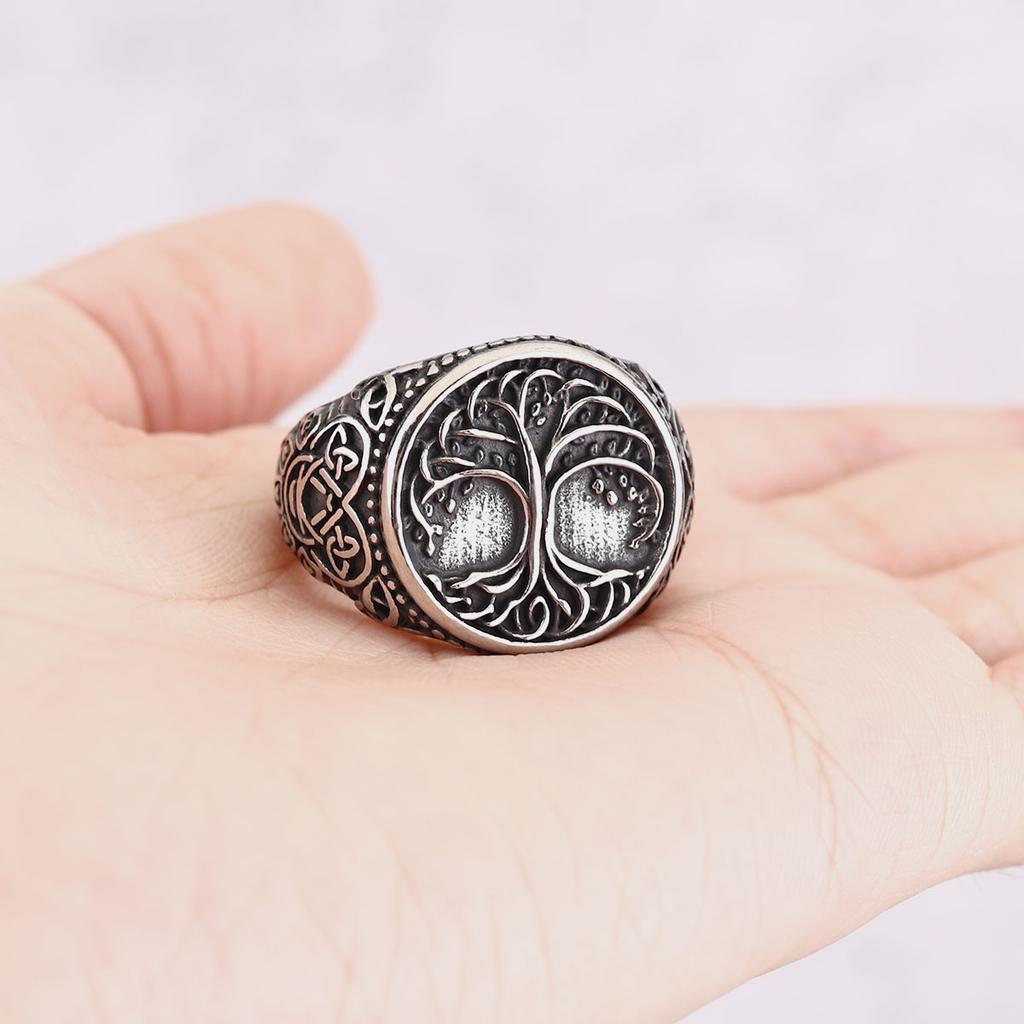 Vintage Tree of Life New Personalized Viking Ring Stainless Steel Men's Fashion and Creative Girls Party Jewelry Gifts