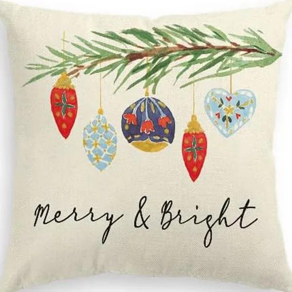 Merry Christmas Decor Cushion Cover x cm Pillow CaseCartoon Reindeer Santa Claus Printed Throw Pillowcase Linen Pillow Cover