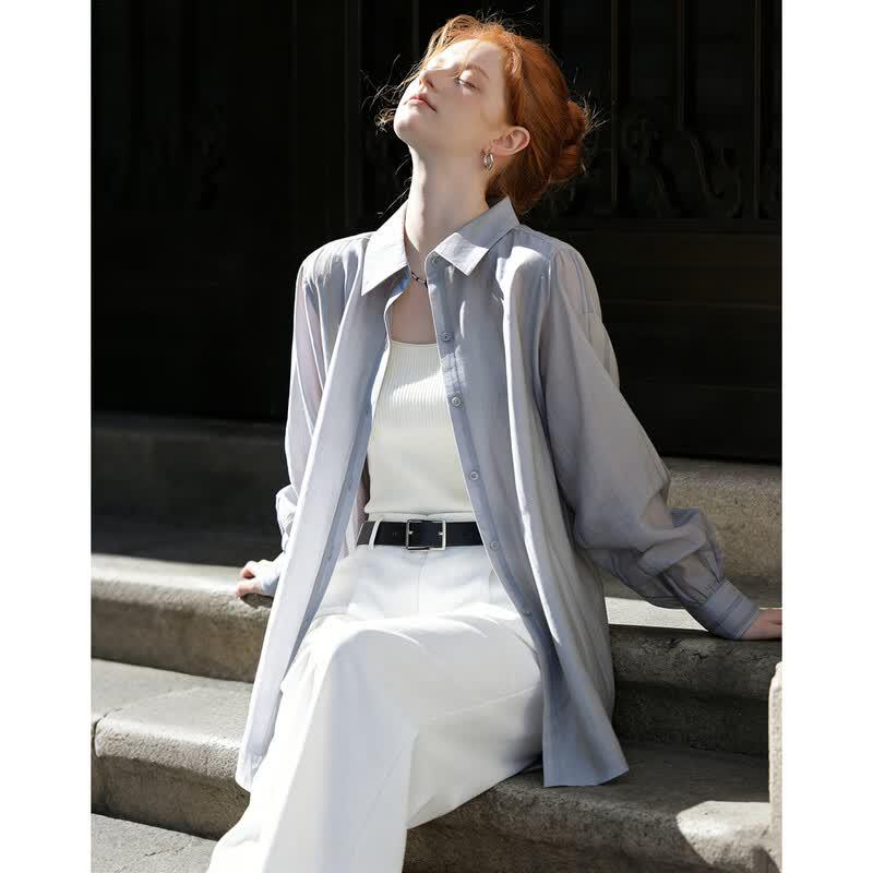 Demana Relaxed Fit Lyocell Button-Up Shirt M