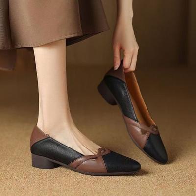 New Soft Leather Low-heeled Single Shoes, Pointed-toe Shallow Shoes, Versatile Women's Shoes