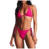 Women's Two Piece Bikini Set Triangle Top with Adjustable Tie Strings and Matching Bottoms Side Tie Design Lightweight Fabric Swimwear