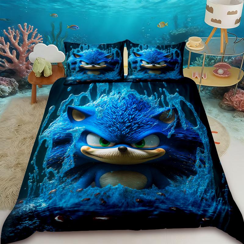 Teens Sonic Duvet Cover Set Hedgehog Cartoon Bedding Set 1 Quilt Cover Bedroom Dormitory Decor Best Gifts