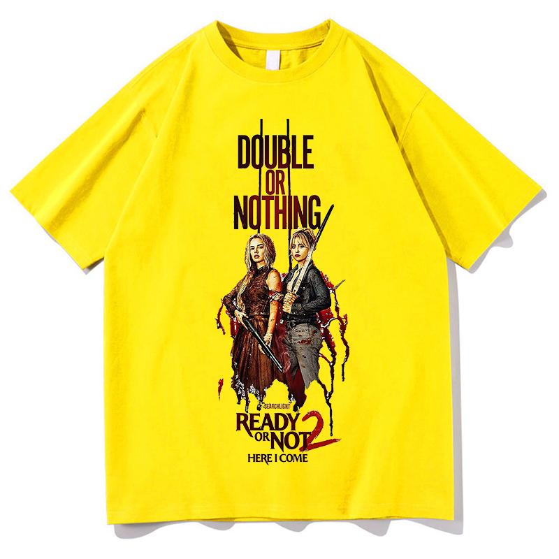 READY OR NOT 2 HERE T-Shirts Sommer Reines T-Shirt Mode Design Grafischer Druck T-Shirts Unisex Ästhetische Kleidung Streetwear
