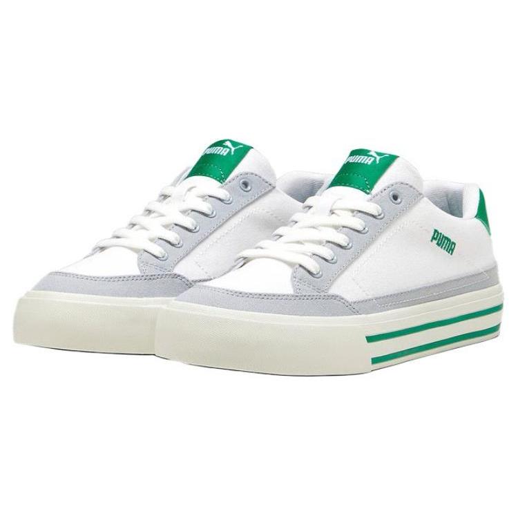 New PUMA Court Classic Vulc Sneakers 'White Green' 395020-06
