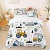 Feelyou Cartoon Car Kids Bedding Set Construction Bedding Duvet Cover Set Boys Decor Equipment Trucks Comforter Cover Set Excavator Tractor