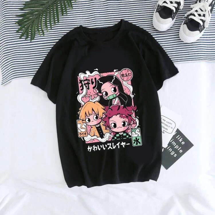 Unisex's T-Shirt Kaus Grafis Anime Demon Slayer Uniseks Tanjirou Kamado Kaus Wanita Kimetsu Kaus Wanito Printed Harajuku T-shirt