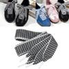 Gingham Ribbon Shoelaces with Lace Trim for Trainers and Canvas Pairs, Flat Decorative Laces for Daily Styling