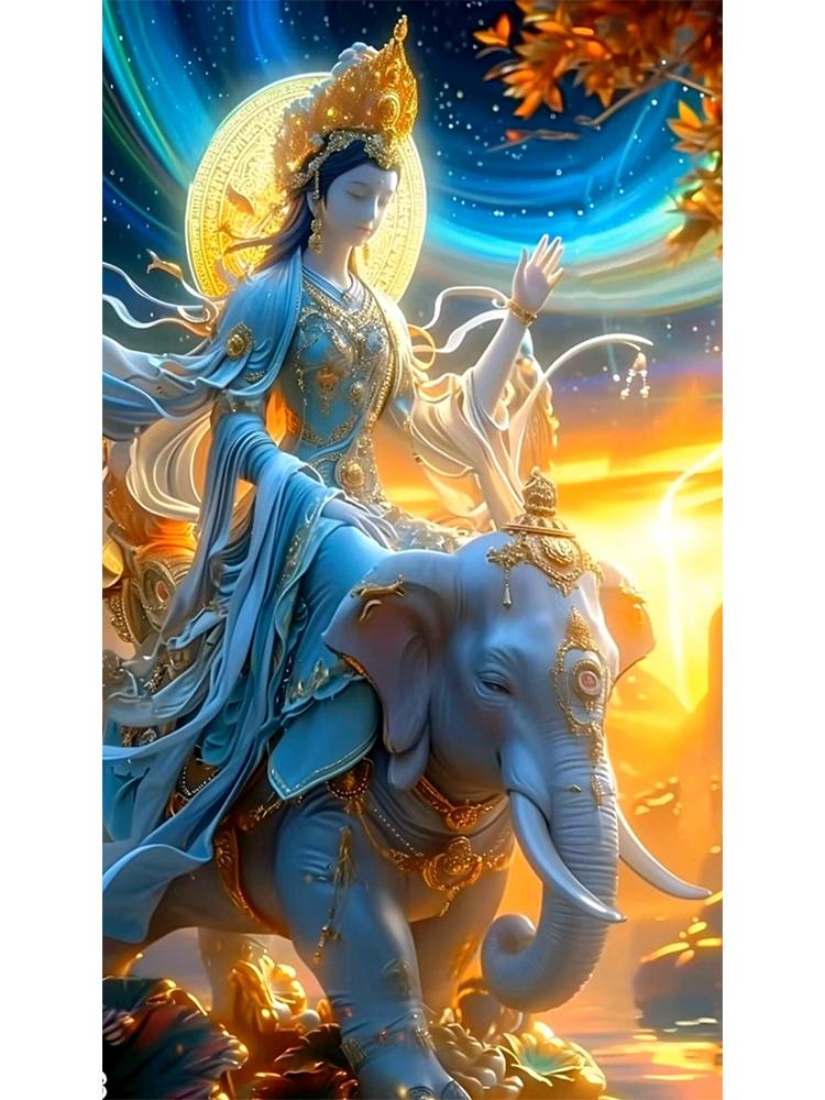 Religious Diamond Painting 5DDIY Cross Embroidered Buddha Statue Elephant Full Round Square Diamond Mosaic Home Decoration